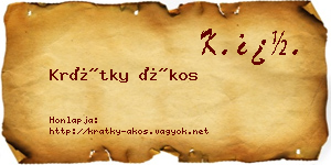 Krátky Ákos névjegykártya